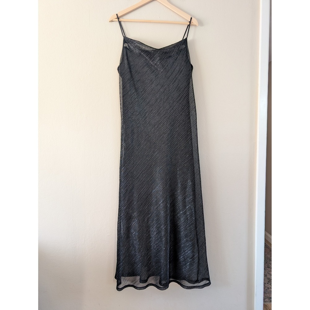 Marina Womens Black Metallic Mesh Cowl Neck Maxi Evening Gown Dress 8 Wedding‎